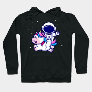 Cute Astronaut Riding Cute Unicorn Cartoon Hoodie